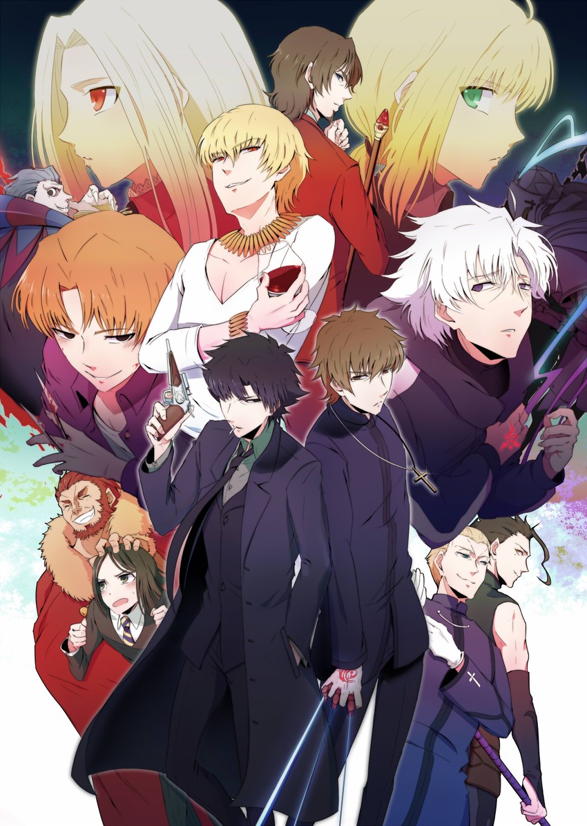 artoria pendragon, saber, kotomine kirei, iskandar, waver velvet, and 10 more (fate and 1 more) drawn by yukihime_(mofumofu2225)