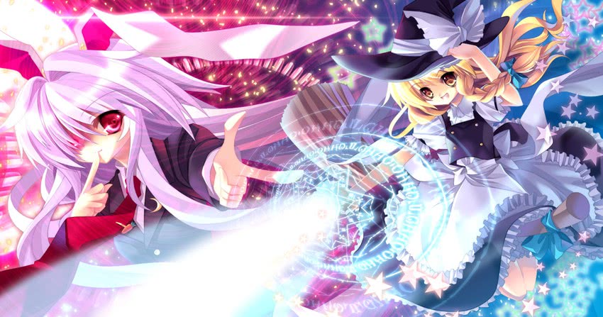 kirisame marisa and reisen udongein inaba (touhou) drawn by capura_lin