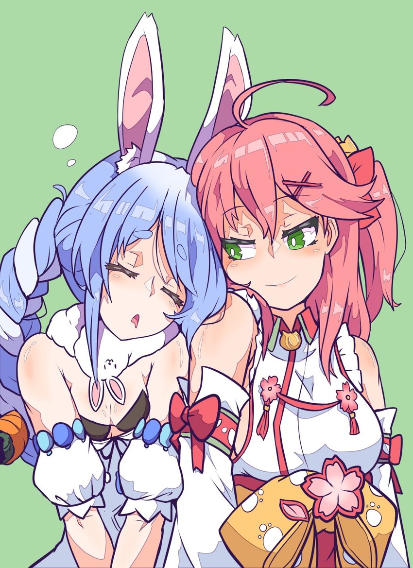 usada pekora, sakura miko, and don-chan (hololive) drawn by aikohgin
