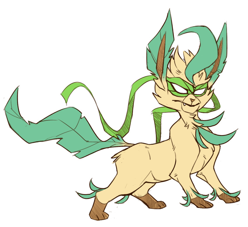 leafeon and sanageyama uzu (pokemon and 1 more) drawn by azzly
