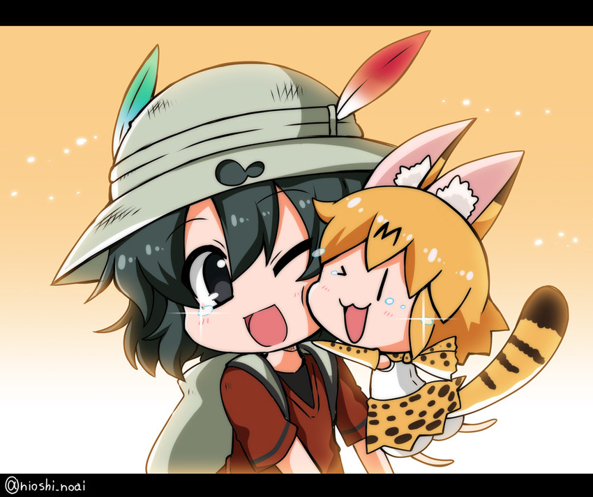 serval and kaban (kemono friends) drawn by noai_nioshi