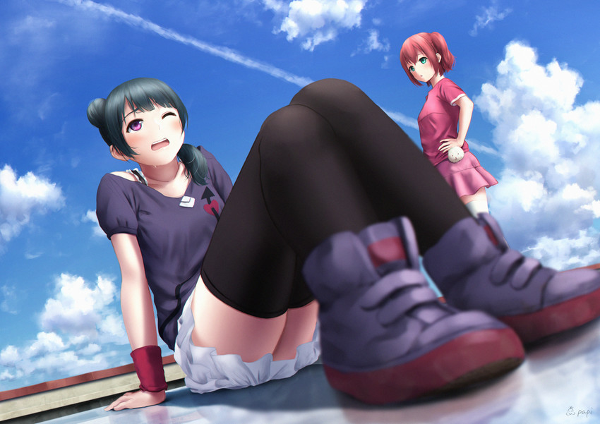 tsushima yoshiko and kurosawa ruby (love live! and 1 more) drawn by papi_(papiron100)
