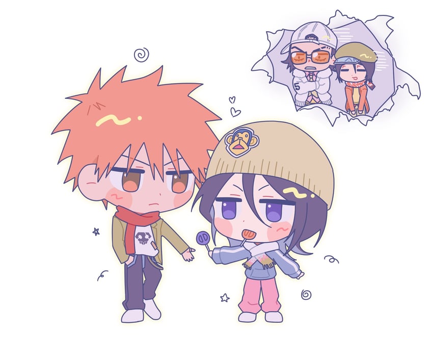 kuchiki rukia, kurosaki ichigo, yamada hanatarou, and shiba ganju (bleach) drawn by gwao_(_ul_13)