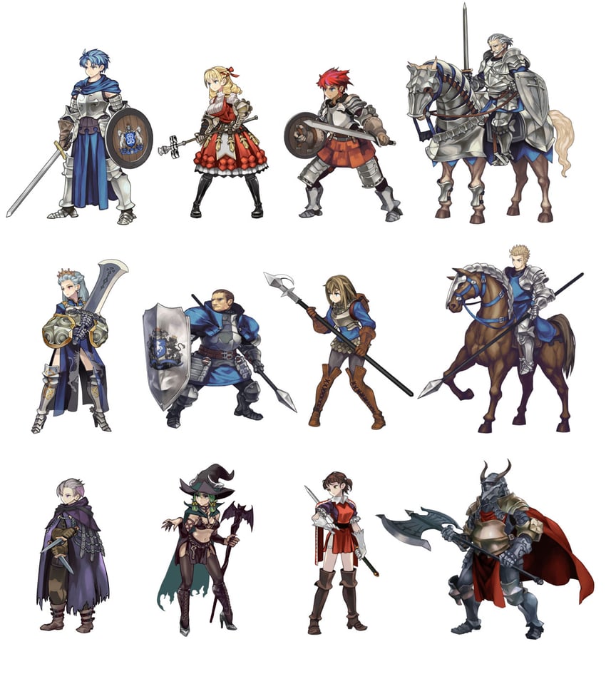 scarlett, alain, yahna, melisandre, chloe, and 7 more (unicorn overlord) drawn by noma_takafumi