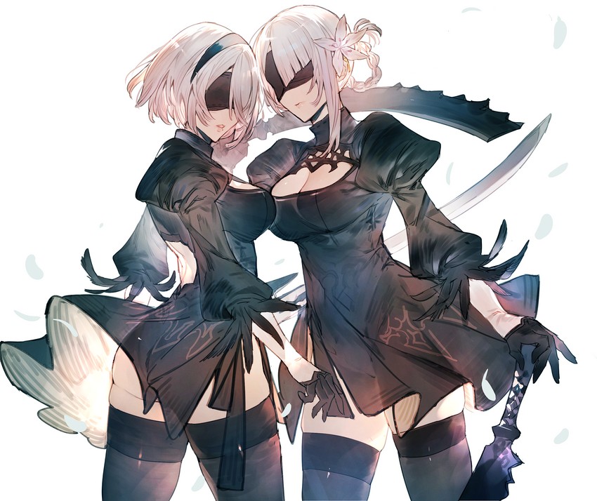 2b and kaine (nier:automata and 1 more) drawn by mayutsuba_mono
