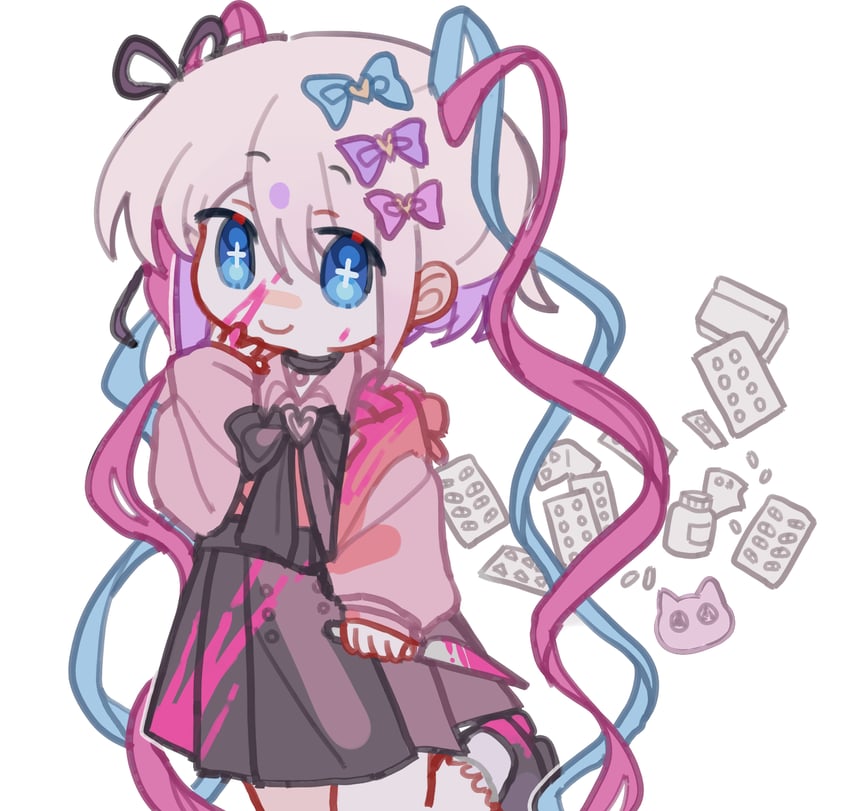 chouzetsusaikawa tenshi-chan and pien cat (needy girl overdose) drawn by xiao_xin_wei_fu