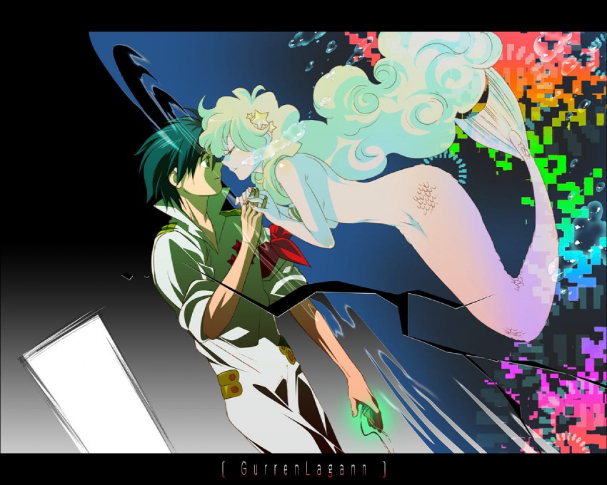 nia teppelin and simon (tengen toppa gurren lagann) drawn by yukimitsuki