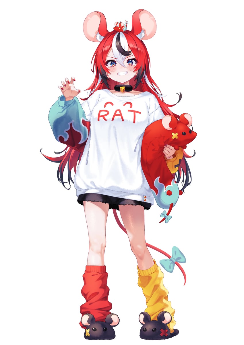 hakos baelz, mr. squeaks, and strawberry baelz (hololive and 1 more) drawn by gyoza_(pixiv17855879)