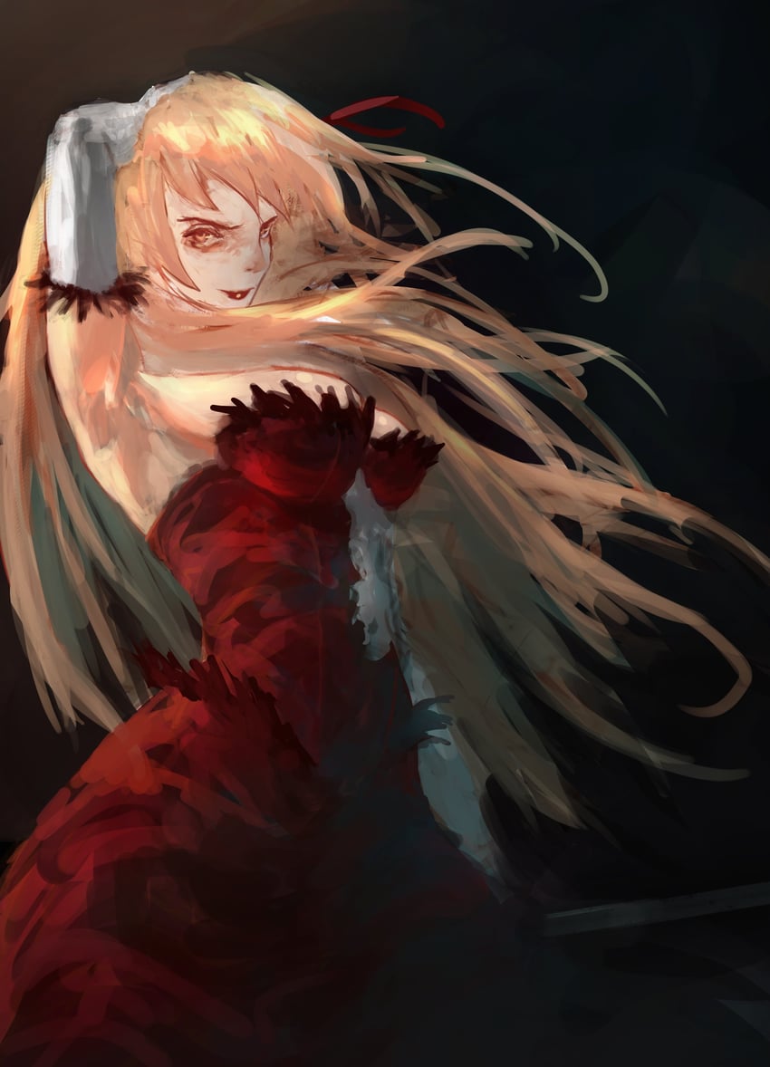 oshino shinobu and kiss-shot acerola-orion heart-under-blade (monogatari and 1 more) drawn by washingmach13