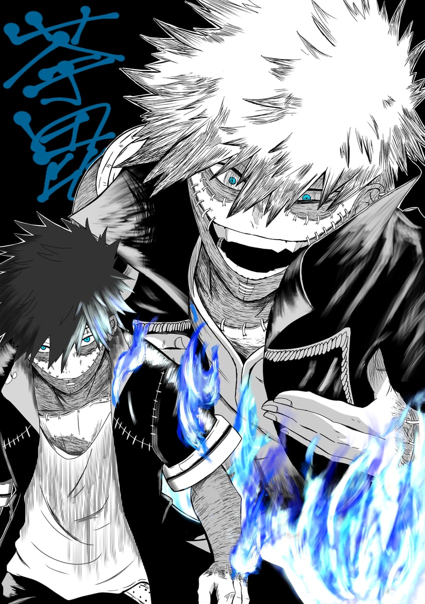 dabi and todoroki touya (boku no hero academia) drawn by yyuuuu0828