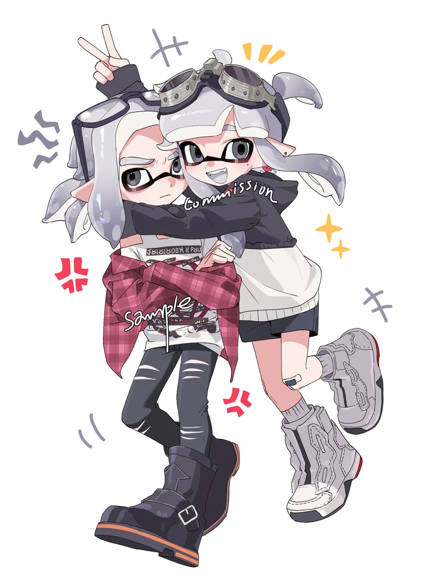 inkling player character, inkling girl, and inkling boy (splatoon) drawn by namazuoku