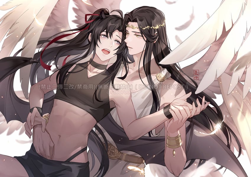 wei wuxian and lan wangji (modao zushi) drawn by usagishi