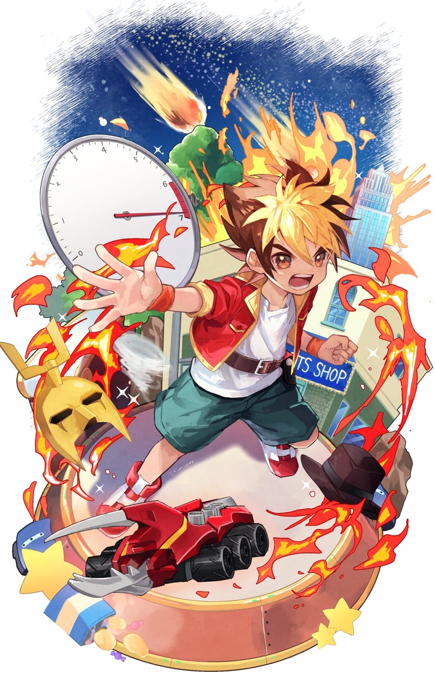amanogawa ryuusei and tomcat red beetle (jinzou konchuu kabutoborg vxv) drawn by kuroda_(kuro_yyy)