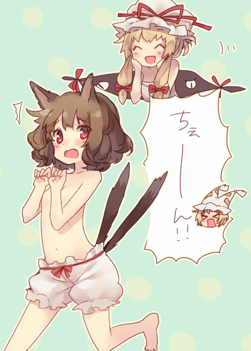yakumo yukari, yakumo ran, and chen (touhou) drawn by usamata
