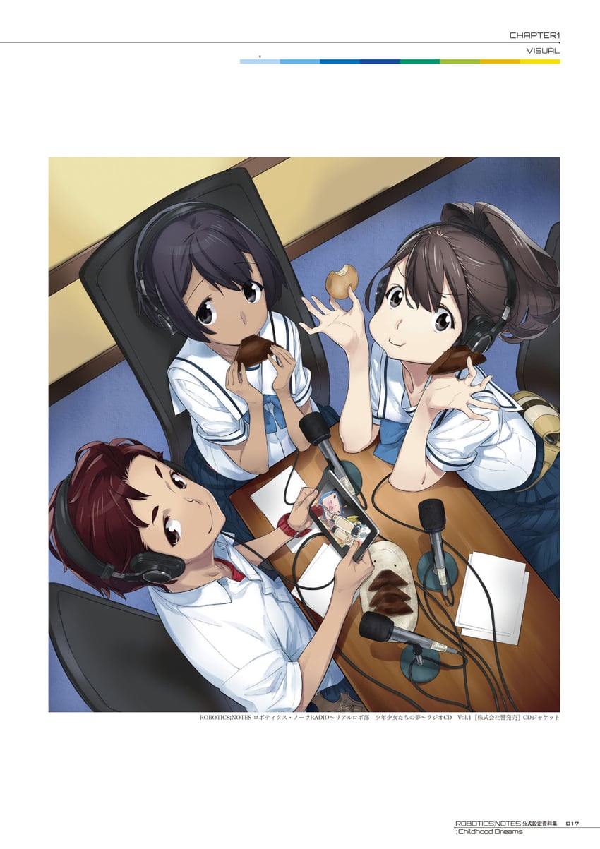 senomiya akiho, yashio kaito, and daitoku junna (robotics;notes) drawn by fukuda_tomonori