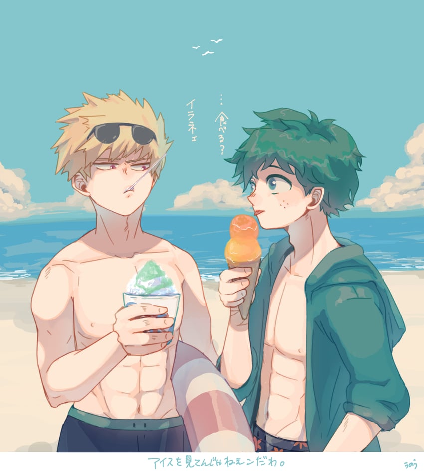 midoriya izuku and bakugou katsuki (boku no hero academia) drawn by unou_(unou_mha)