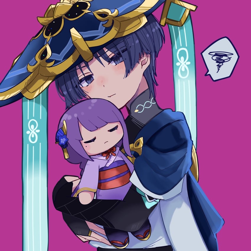 raiden shogun, scaramouche, and wanderer (genshin impact) drawn by mxxu_box