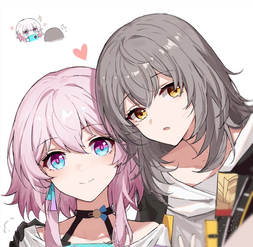 trailblazer, stelle, and march 7th (honkai and 1 more) drawn by yajuu