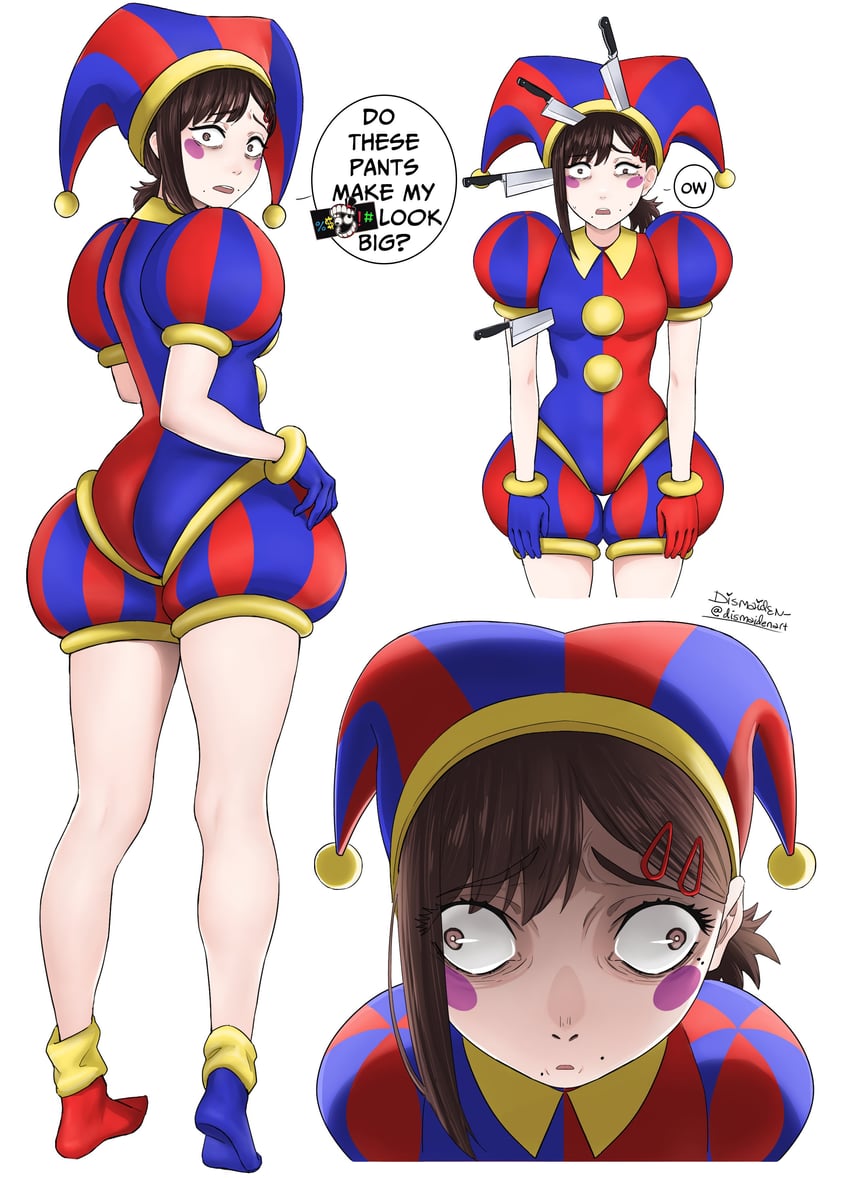 higashiyama kobeni and pomni (chainsaw man and 1 more) drawn by dismaiden
