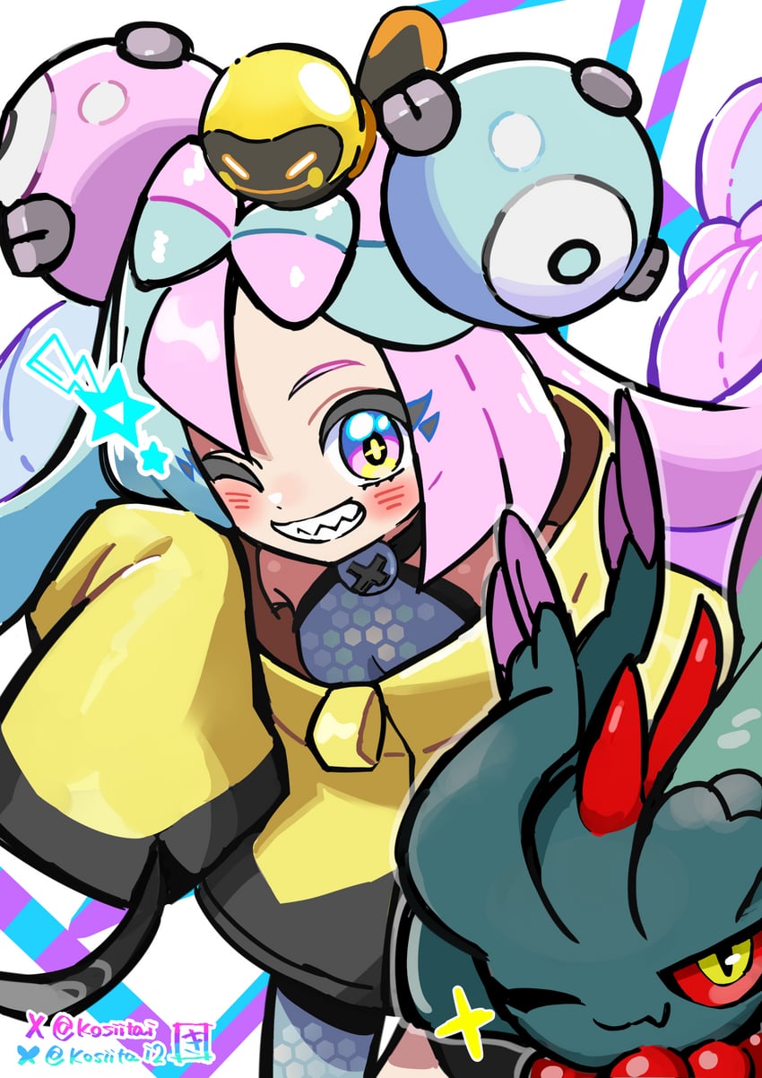 iono, magnemite, flutter mane, and tadbulb (pokemon and 1 more) drawn by kingin
