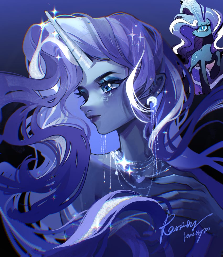 rarity and nightmare rarity (my little pony and 1 more) drawn by lovelypp