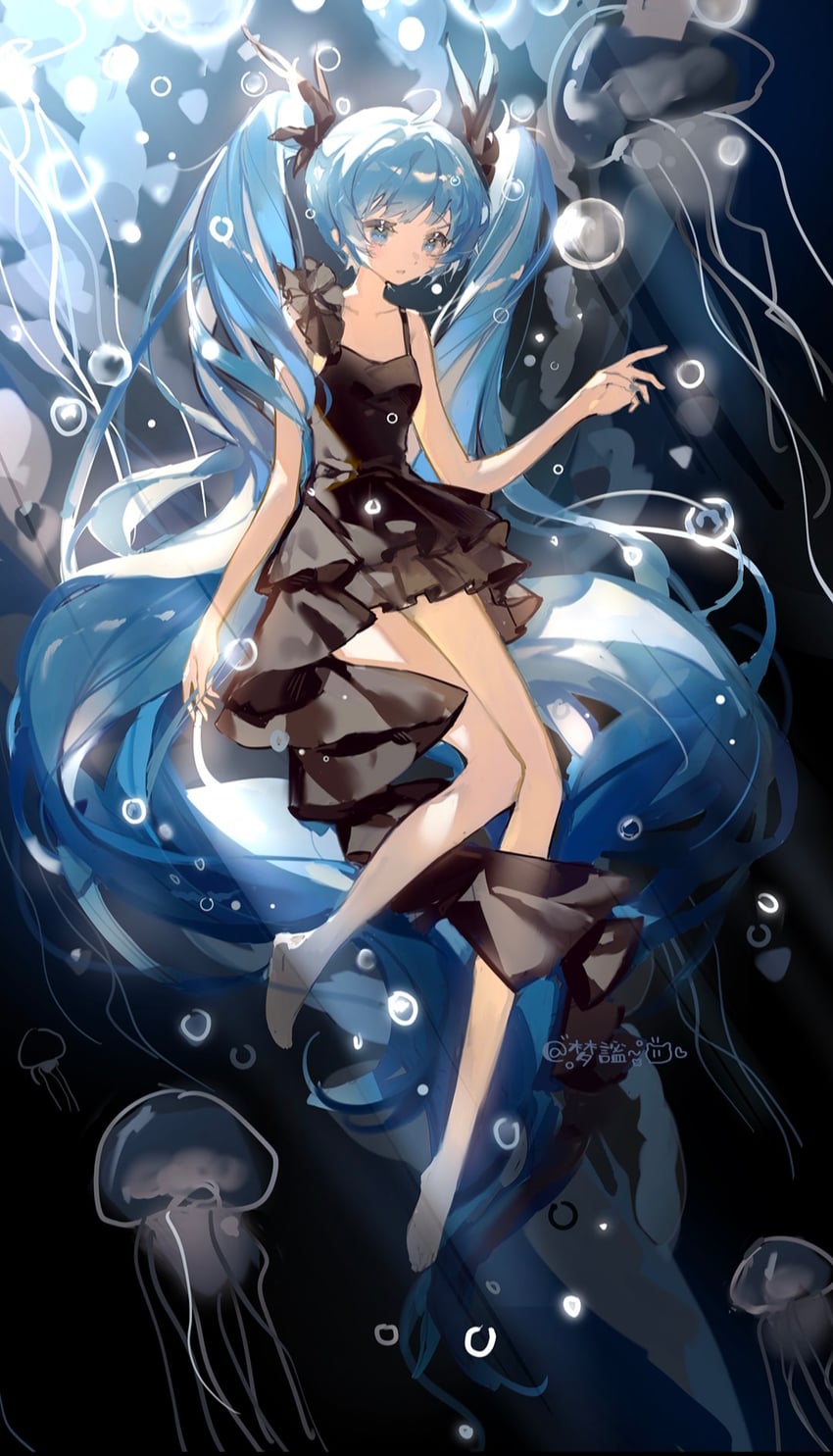 hatsune miku (vocaloid and 1 more) drawn by user_xvhp2553