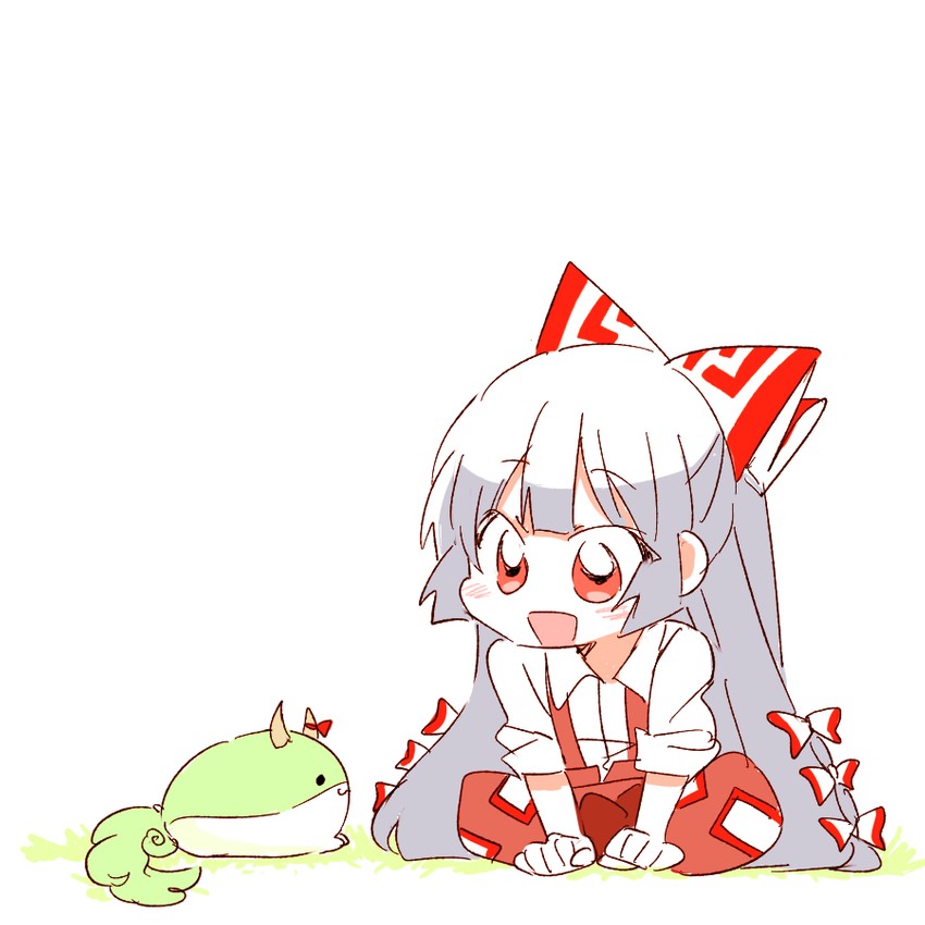 fujiwara no mokou, kamishirasawa keine, and ex-keine (touhou) drawn by 6_(yuchae)