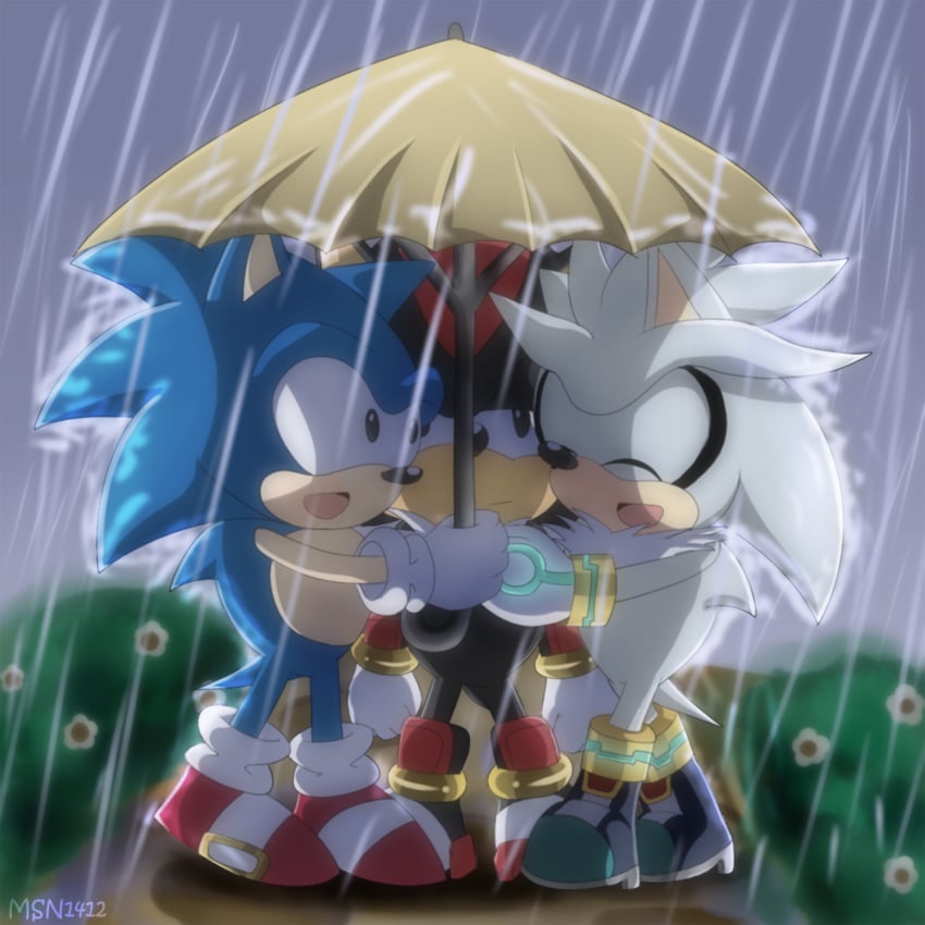 sonic the hedgehog, shadow the hedgehog, silver the hedgehog, and classic sonic (sonic and 1 more) drawn by msn1412