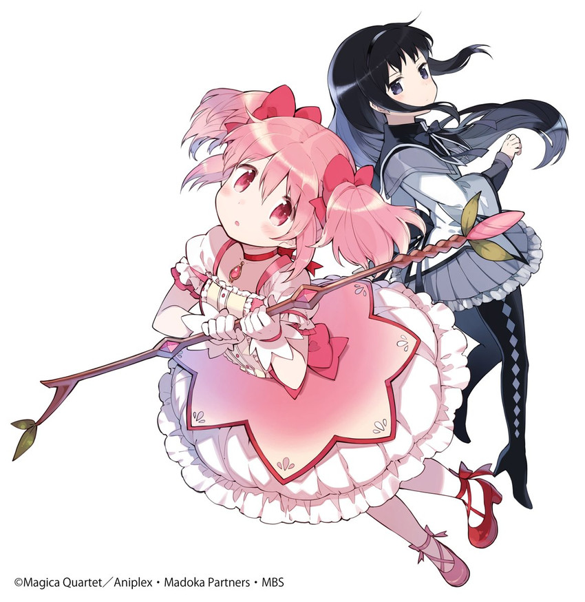 akemi homura and kaname madoka (mahou shoujo madoka magica and 1 more) drawn by hanokage