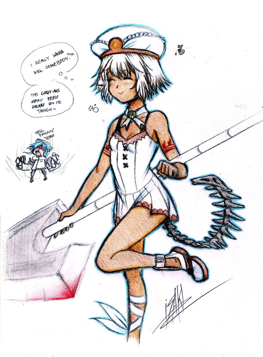 blanc, strength, white heart, and asumi kana (neptune and 1 more) drawn by isaki_tanaka