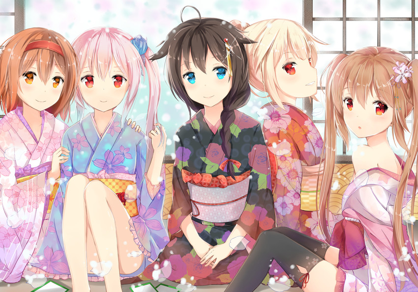 shigure, yuudachi, shigure kai ni, yuudachi kai ni, murasame, and 2 more (kantai collection) drawn by konka