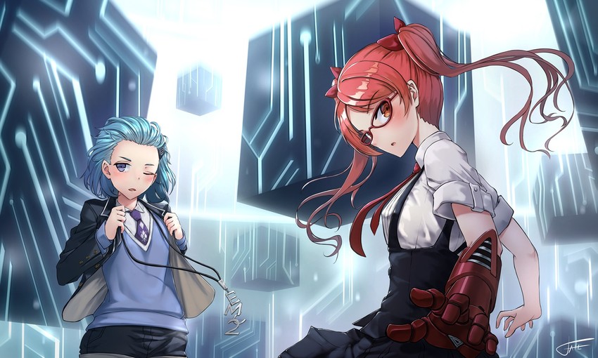 frederica nikola tesla and lieserl albert einstein (honkai and 1 more) drawn by xfate