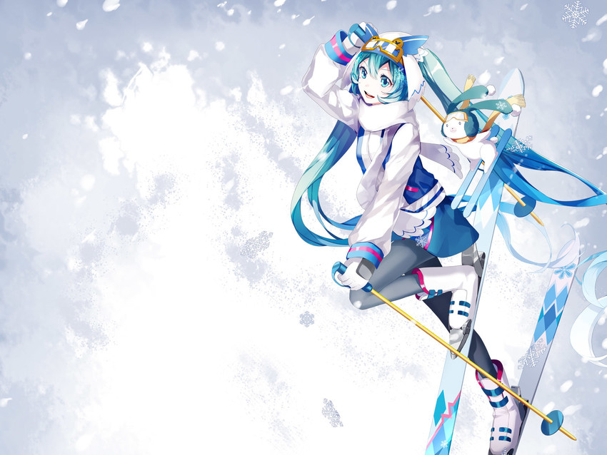 hatsune miku, yuki miku, and rabbit yukine (vocaloid) drawn by mamenomoto