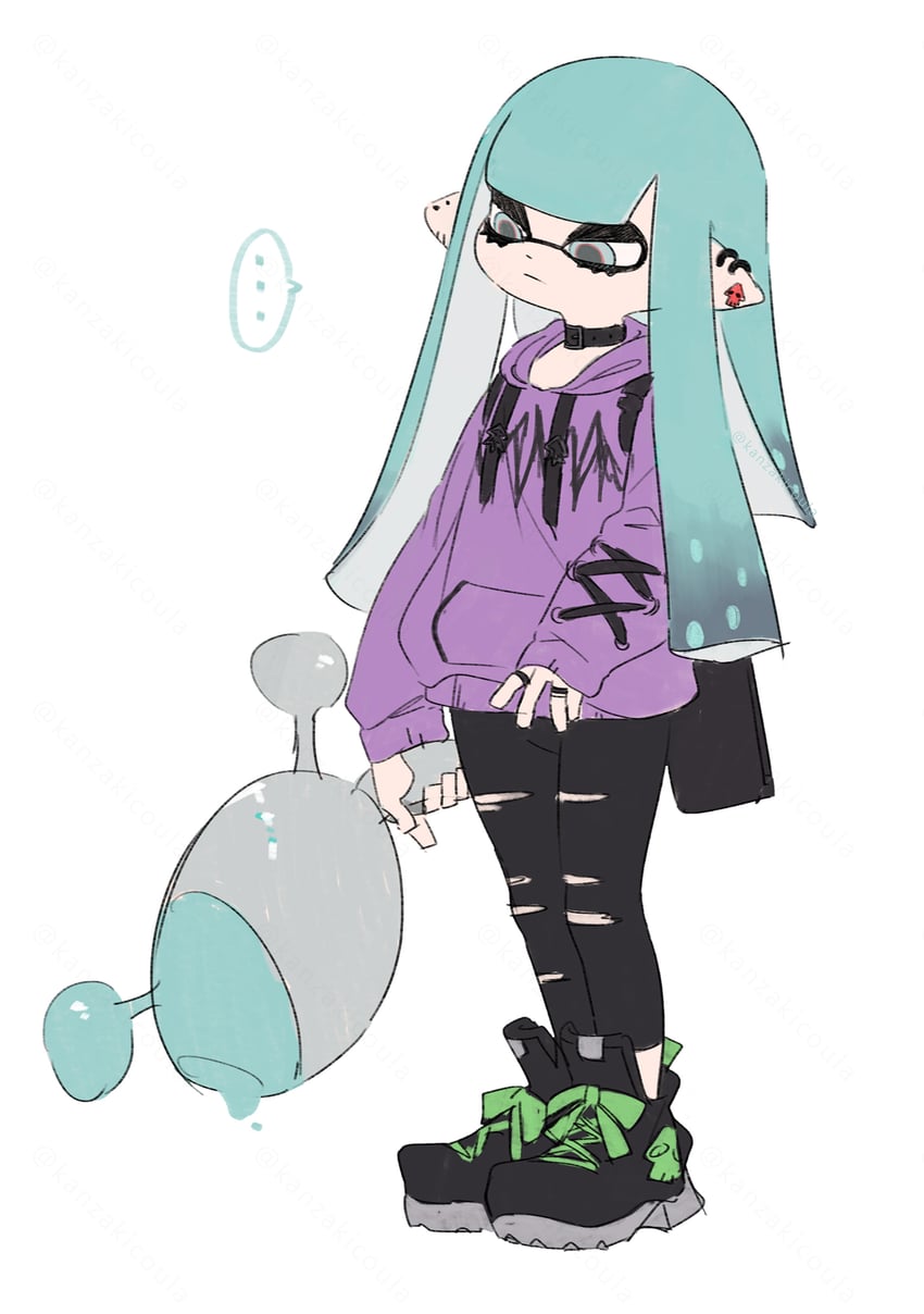 inkling player character and inkling girl (splatoon) drawn by coula_cat
