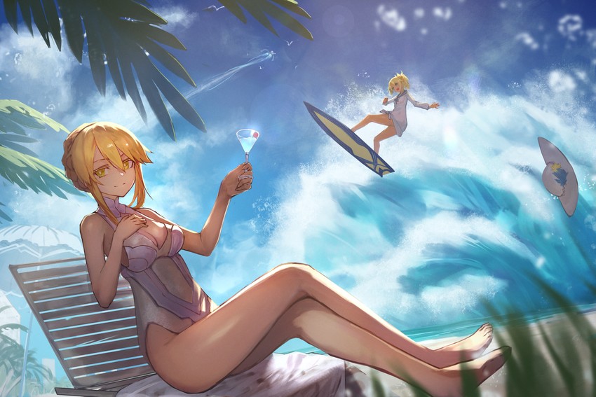 artoria pendragon and mordred (fate and 1 more) drawn by aito