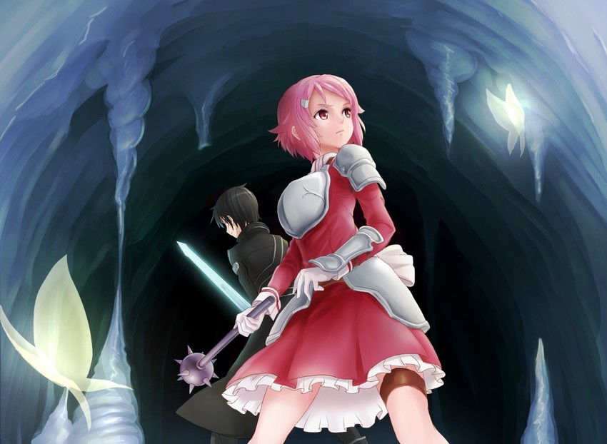 kirito and lisbeth (sword art online) drawn by ebiblue