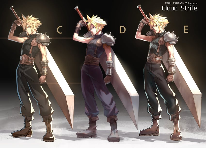 cloud strife (final fantasy and 2 more) drawn by decoponmagi