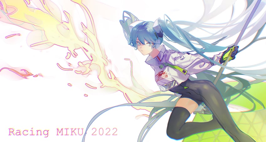 hatsune miku and racing miku (vocaloid and 1 more) drawn by ame_(10286367)