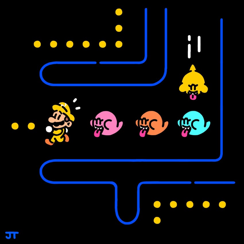 mario and boo (mario and 1 more) drawn by james_turner
