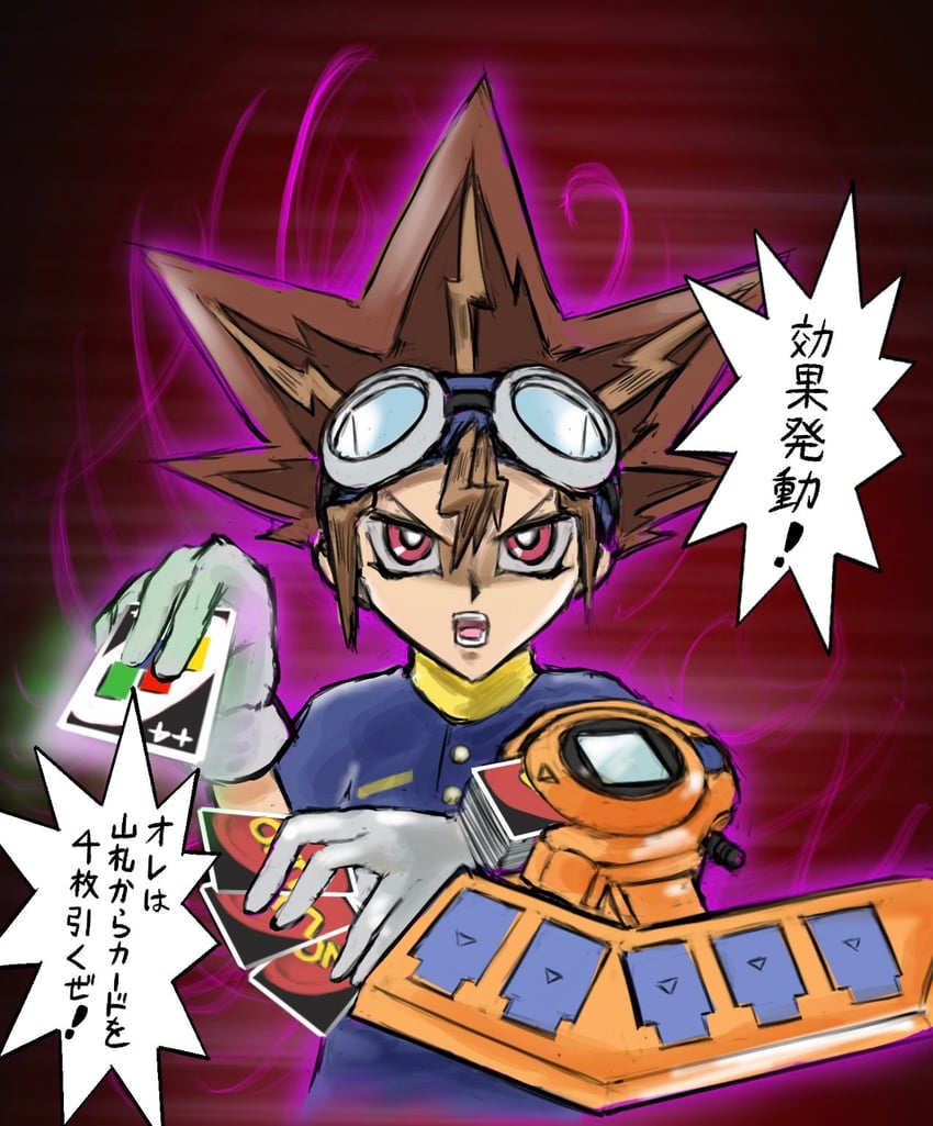 yagami taichi and yami yugi (yu-gi-oh! and 3 more) drawn by mas_square