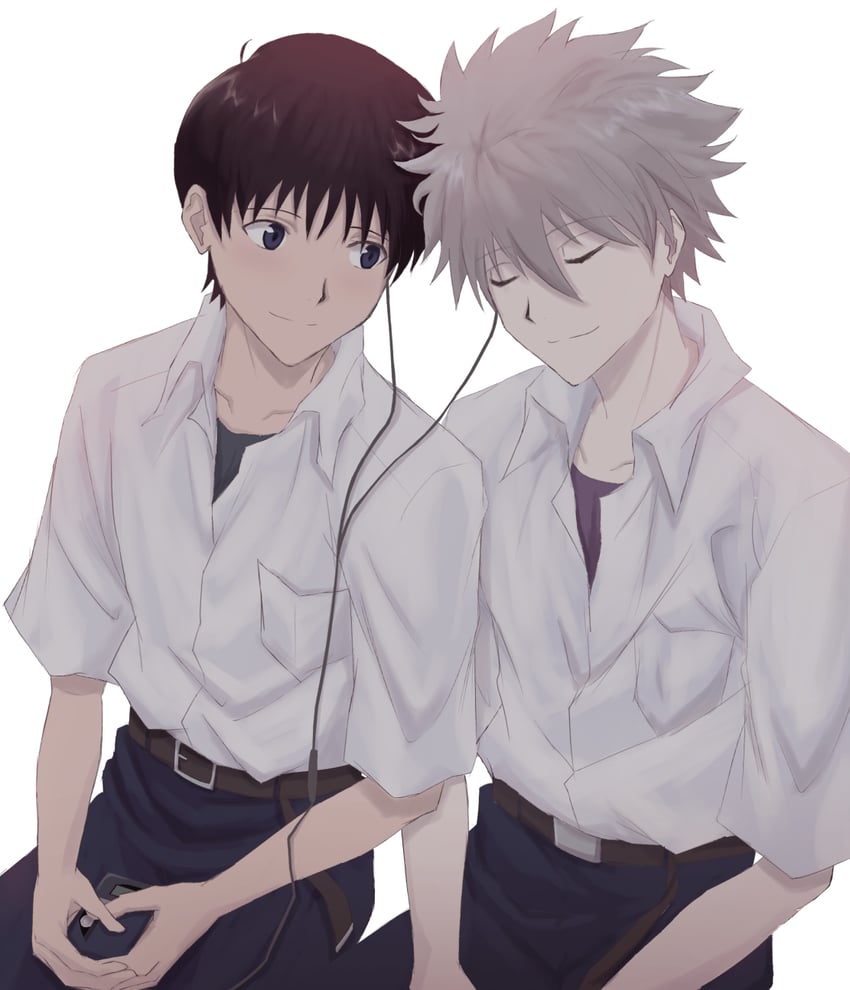 ikari shinji and nagisa kaworu (neon genesis evangelion) drawn by hinoki_(kunka)