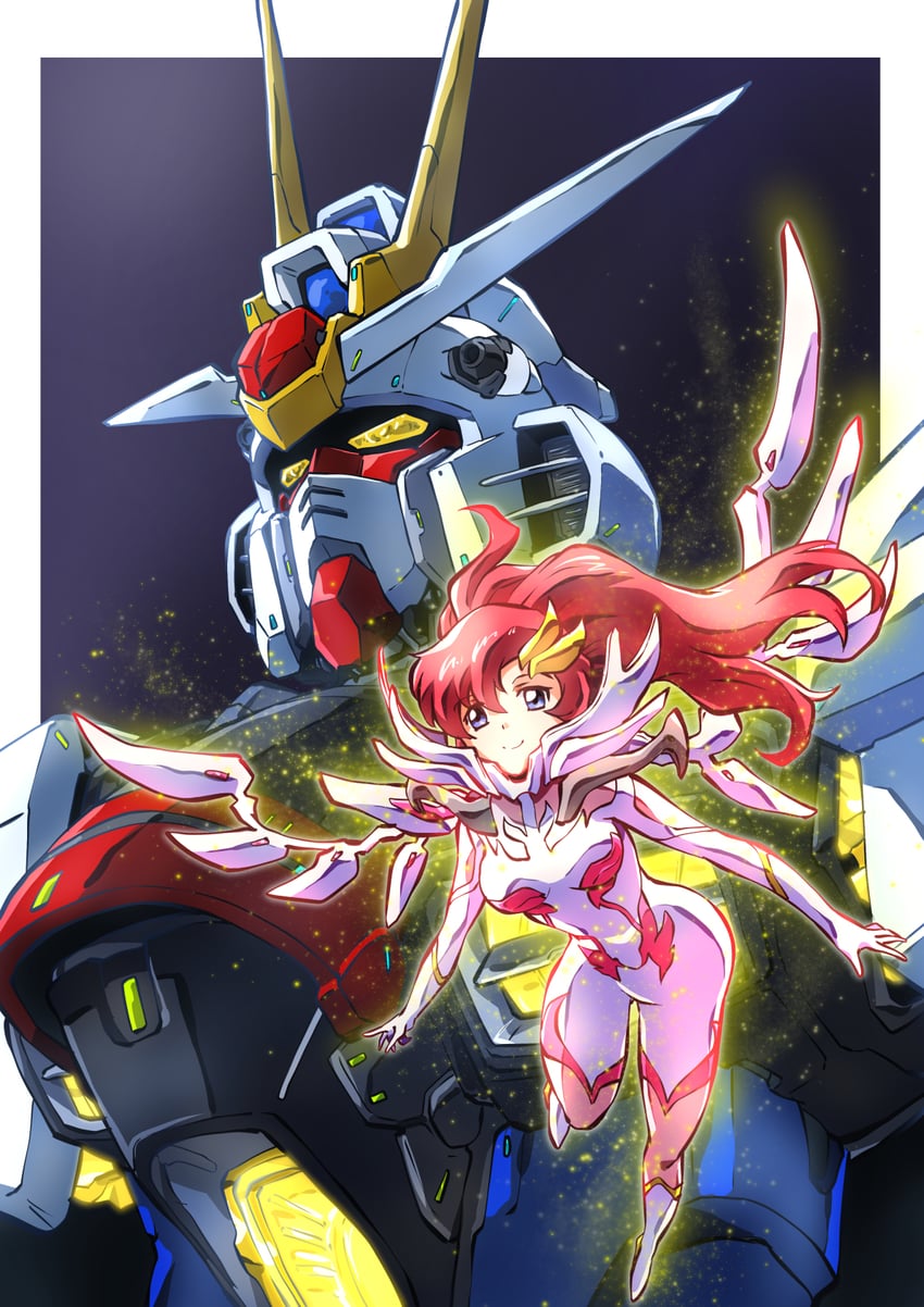 lacus clyne and mighty strike freedom gundam (gundam and 2 more) drawn by taiga_hiroyuki