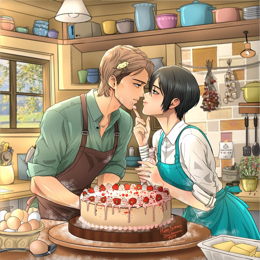 mikasa ackerman and jean kirstein (shingeki no kyojin) drawn by diramikasa