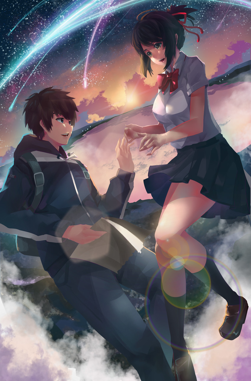 miyamizu mitsuha and tachibana taki (kimi no na wa.) drawn by ctrlz77