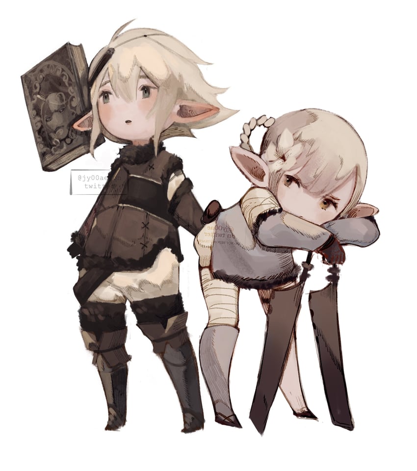 warrior of light, kaine, nier, and grimoire weiss (final fantasy and 2 more) drawn by jy00ae