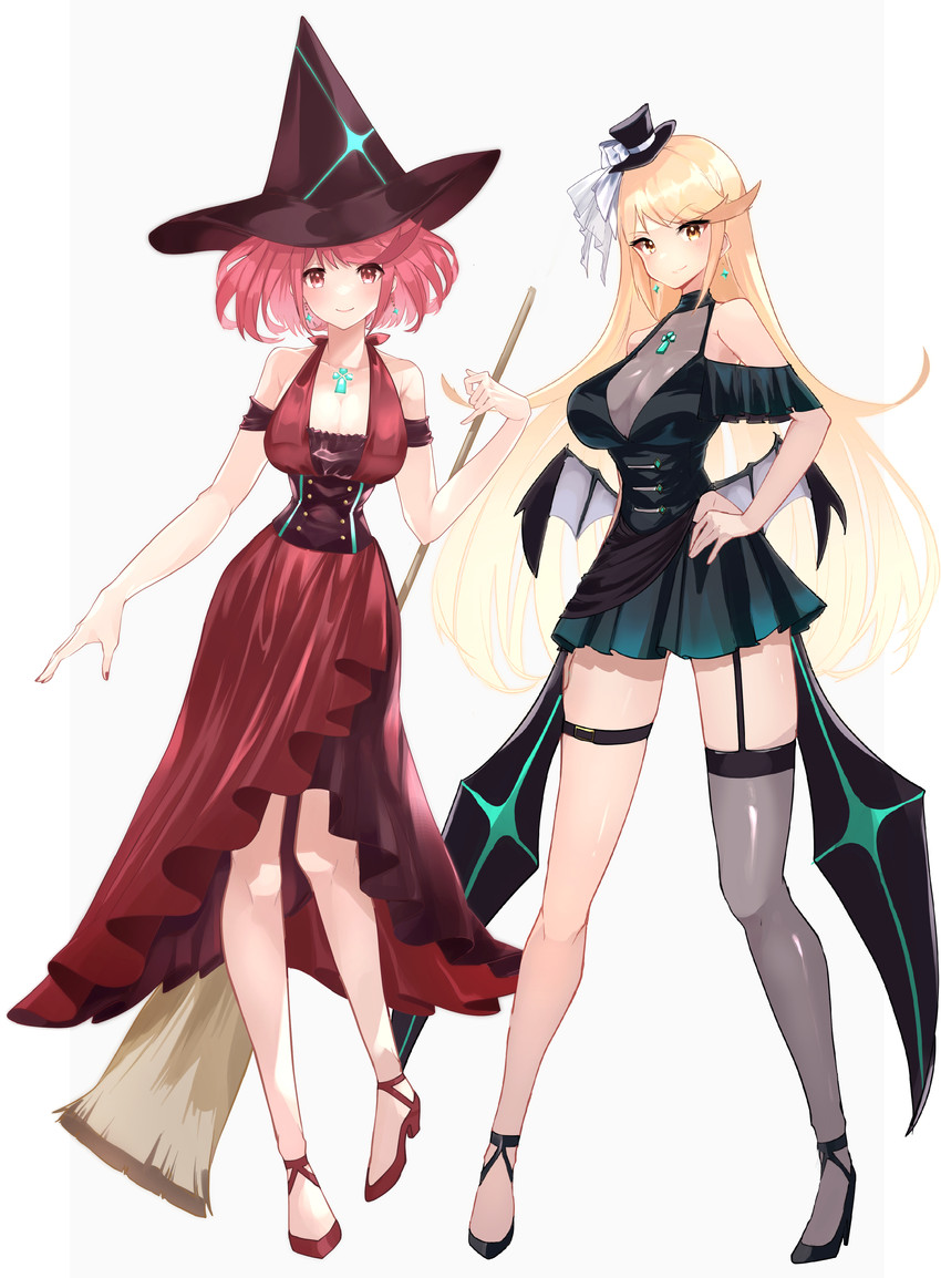 pyra and mythra (xenoblade chronicles and 1 more) drawn by risumi_(taka-fallcherryblossom)