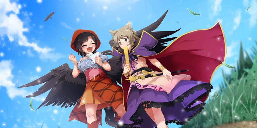 toyosatomimi no miko and kurokoma saki (touhou and 1 more) drawn by shikushiku_(amamori_weekly)