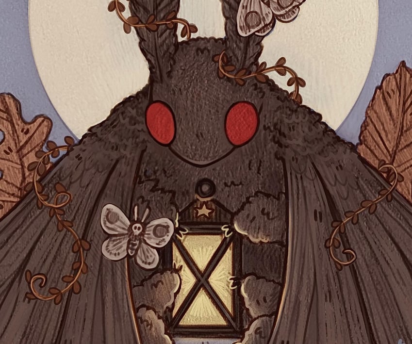 mothman (original) drawn by elizabeth_(strwbmoth)