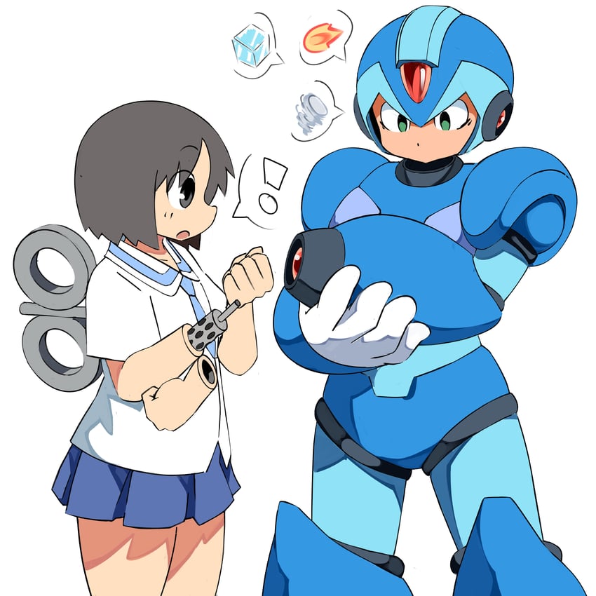 x and shinonome nano (mega man and 2 more) drawn by nateorjosuke