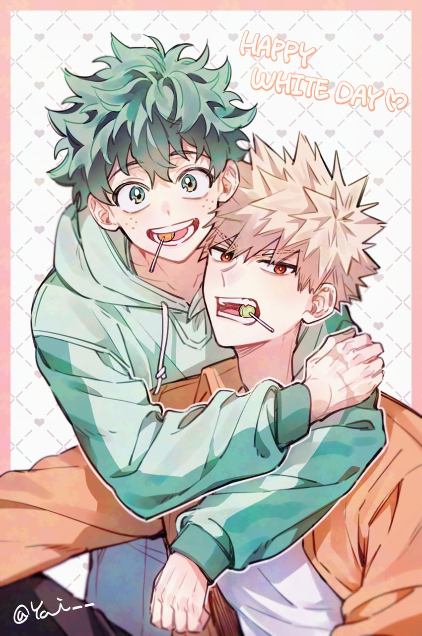 midoriya izuku and bakugou katsuki (boku no hero academia) drawn by yooooi2